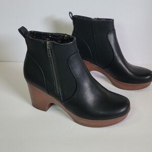 b.o.c Blakelynn Black Platform Wedge Ankle Side Zipper Boots Women's Size 8